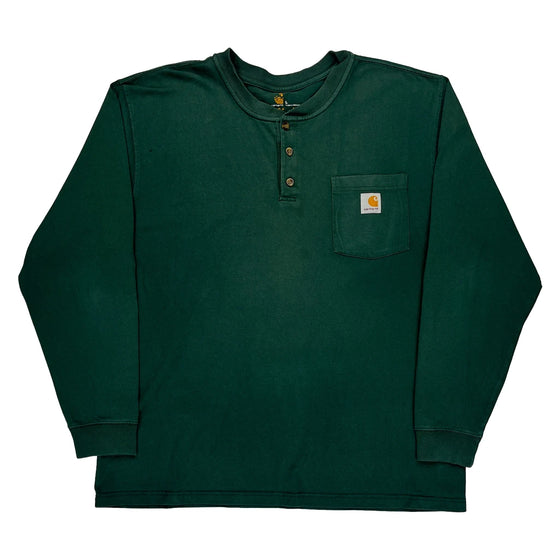 Carhartt Long Sleeve T-Shirt - Large Green Cotton