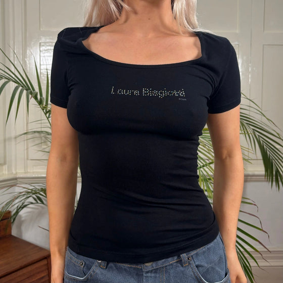 Vintage black Laura Biagiotti T-Shirt - womens small