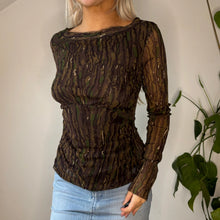  Vintage brown Benetton Mesh Top - womens small