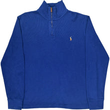  Polo Ralph Lauren Estate Rib 1/4 Zip Sweater - Medium - Blue Cotton