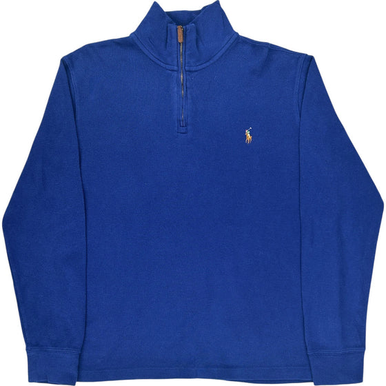 Polo Ralph Lauren Estate Rib 1/4 Zip Sweater - Medium - Blue Cotton