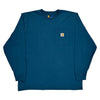 Pocket Carhartt Long Sleeve T-Shirt - Large Blue Cotton