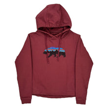  Bear Graphic Patagonia Hoodie - Small Burgundy Cotton Blend