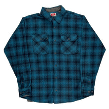  Wrangler Checked Flannel Shirt - Large Blue Polyester