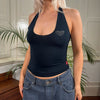 Vintage black Onyx Jeans Halterneck Top - womens x-small