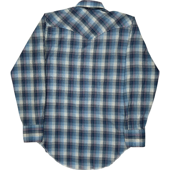 Wrangler Plaid Western Shirt - Medium - Blue Cotton