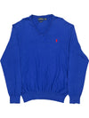 Polo Ralph Lauren V-Neck Jumper - X-Large - Blue Cotton