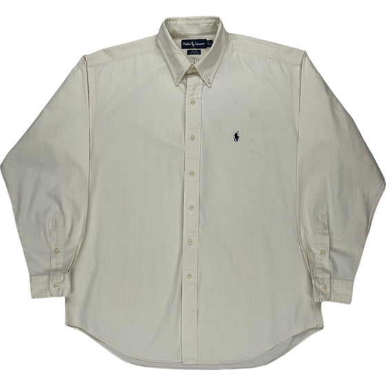 Ralph Lauren Blake Long Sleeve Shirt - Large - Beige Cotton