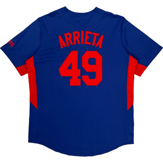 Majestic Chicago Cubs Arrieta Baseball Jersey - XL - Blue Polyester