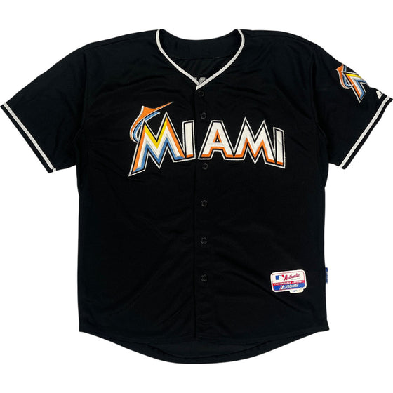 Majestic Miami Marlins Baseball Jersey - 2XL - Black Polyester