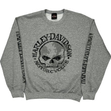  Harley Davidson Skull Sweatshirt - Small - Grey Cotton