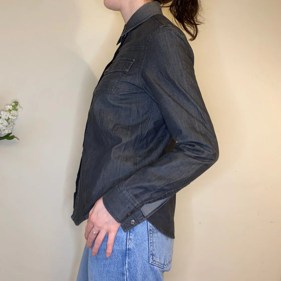 Vintage grey Armani Jeans Denim Shirt - womens medium