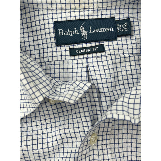 Ralph Lauren Classic Fit Check Shirt - Medium - White Cotton