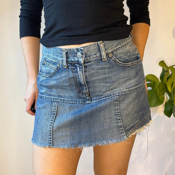 Vintage blue Sisley Denim Skirt - womens 30" waist