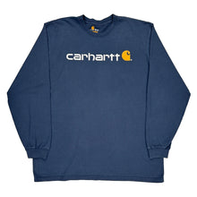  Carhartt Spellout Long Sleeve T-Shirt - 2XL Navy Cotton