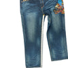 Hip Hop Big Train Embroidered Denim Jeans - 42W 31L - Blue Cotton