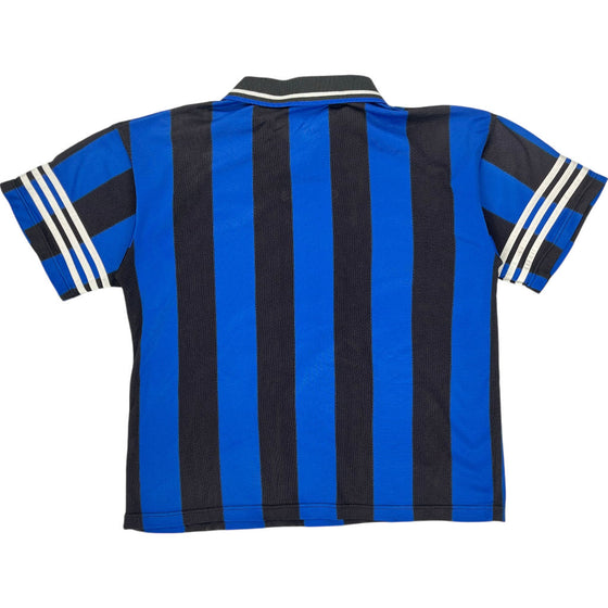 Adidas Striped Football Shirt - Medium - Blue Polyester