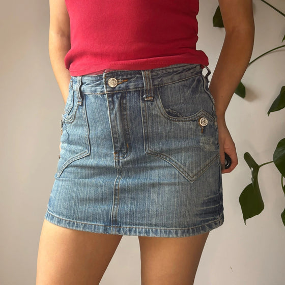 Vintage blue Miss Gang Denim Skirt - womens 29" waist