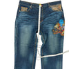 Hip Hop Big Train Embroidered Denim Jeans - 42W 31L - Blue Cotton