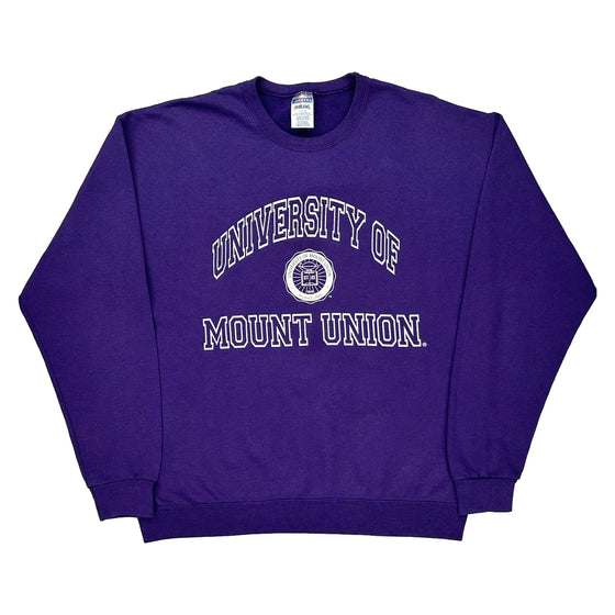 University Of Mount Union Jerzees Sweatshirt - Large Purple Cotton Blend