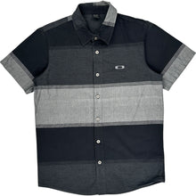  Oakley Striped Button-Up Short Sleeve Shirt - Small - Black Cotton