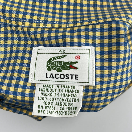 Lacoste Checked Shirt - Large Blue Cotton