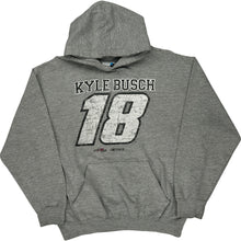  NASCAR Kyle Busch 18 Graphic Hoodie - Large - Grey Cotton Blend