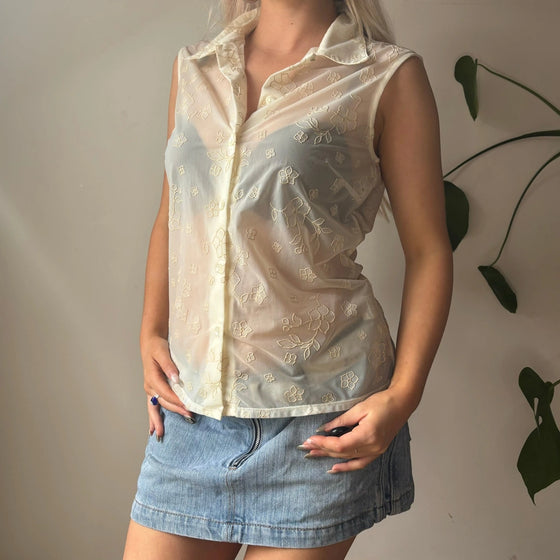 Vintage white Prisma Blouse - womens medium