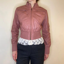  Vintage pink Crayon Leather Jacket - womens x-small