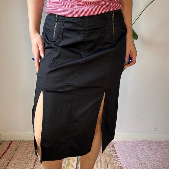 Vintage black Armani Exchange Midi Skirt - womens 28" waist