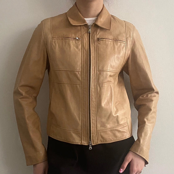 Vintage beige Giovanni Crupi Leather Jacket - womens small