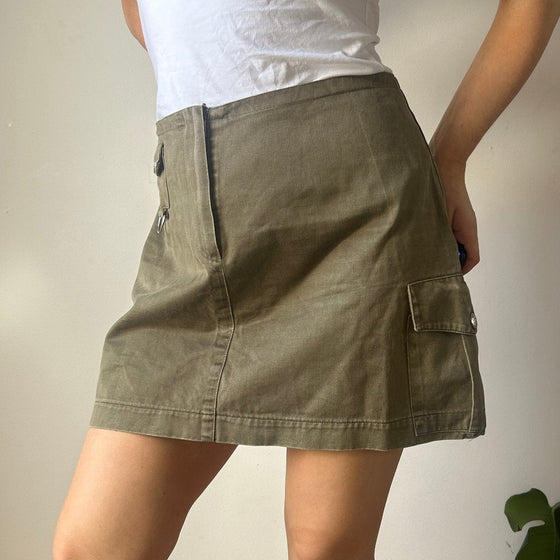 Vintage khaki Iceberg Jeans Midi Skirt - womens 34" waist