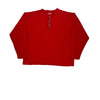 Waffle Marlboro Collared Top - XL Red Cotton