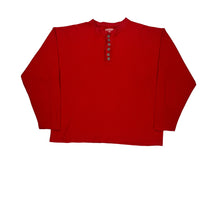  Waffle Marlboro Collared Top - XL Red Cotton