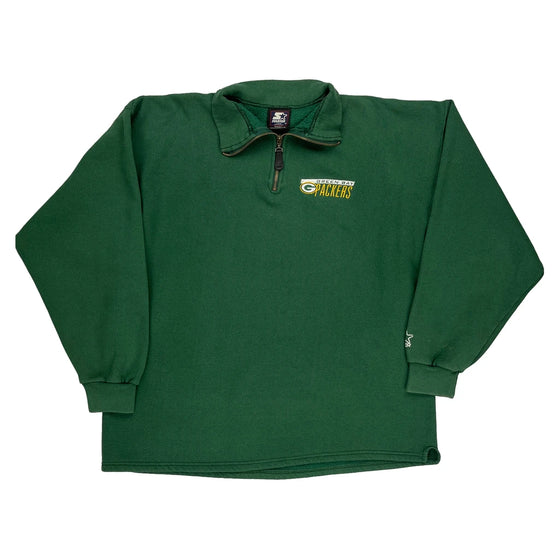 Green Bay Packers Starter Nfl 1/4 Zip - Large Green Cotton Blend