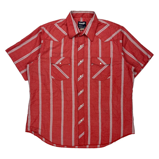 Cowboy Cut Wrangler Collared Short Sleeve Shirt - 2XL Red Cotton