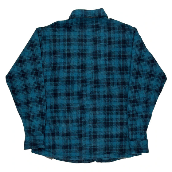 Wrangler Checked Flannel Shirt - Large Blue Polyester