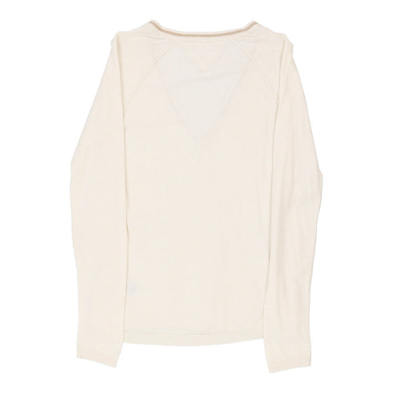 Tommy Hilfiger Long Sleeve Top - Small White Cotton Blend