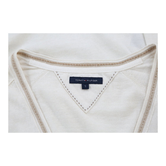 Tommy Hilfiger Long Sleeve Top - Small White Cotton Blend