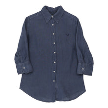  Fred Perry Shirt - Large Blue Linen