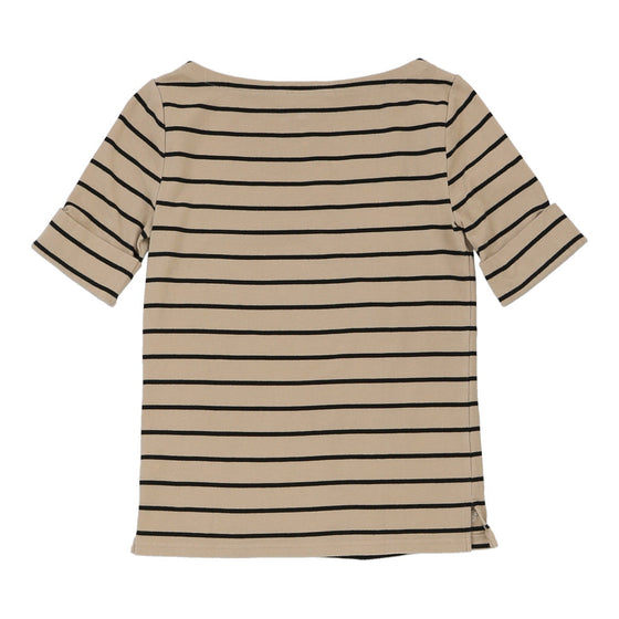 Lauren Ralph Lauren Striped T-Shirt - Small Beige Cotton