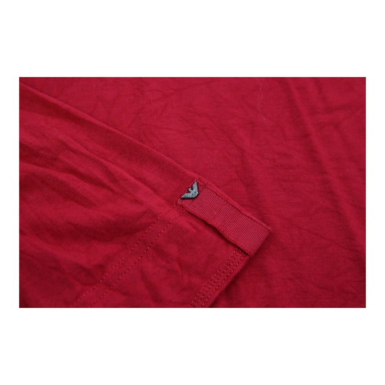 Armani Jeans V-neck Long Sleeve Polo Shirt - Large Red Cotton