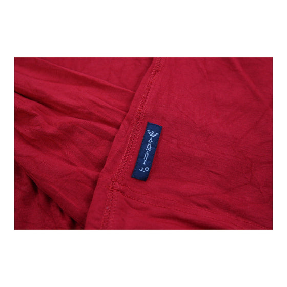 Armani Jeans V-neck Long Sleeve Polo Shirt - Large Red Cotton