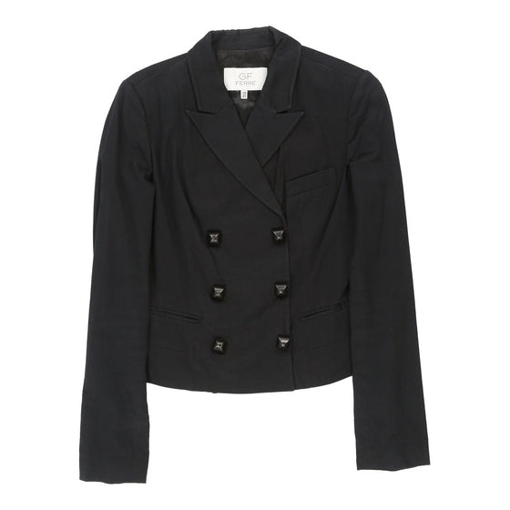 Gf Ferre Cropped Blazer - Medium Black Cotton Blend