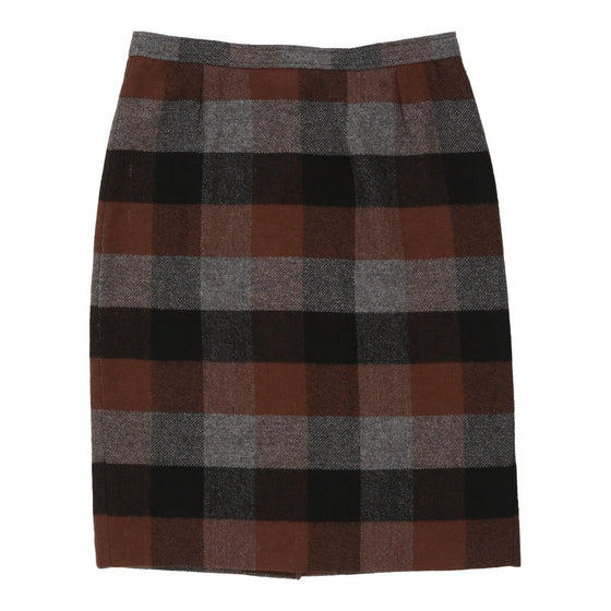 Valentino Checked Midi Skirt - 31W UK 12 Grey Wool Blend