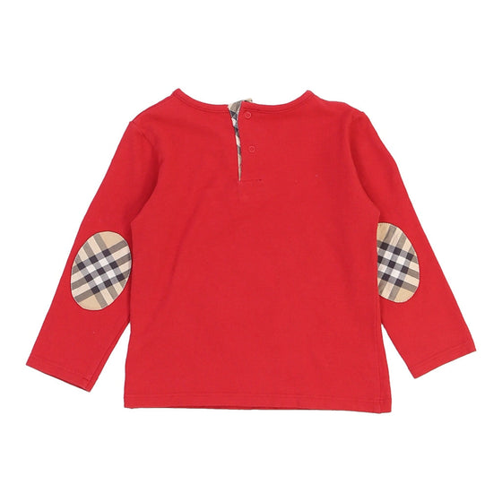 18 Months Burberry Long Sleeve T-Shirt - XS Red Cotton