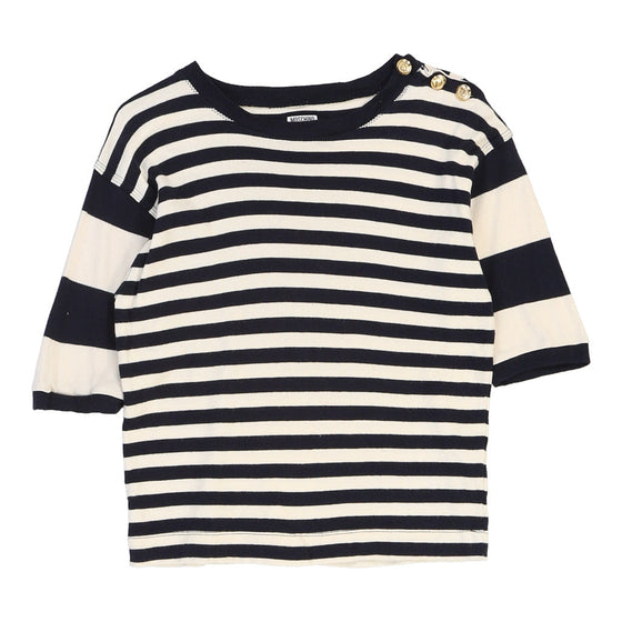 Age 12 Moschino Striped T-Shirt - Medium Navy Cotton