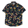 Vintage navy Denim & Flower Hawaiian Shirt - mens large