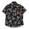 Vintage navy Denim & Flower Hawaiian Shirt - mens large