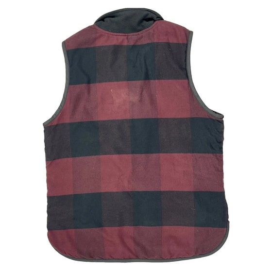 Reversible Carhartt Checked Gilet - Small Burgundy Nylon